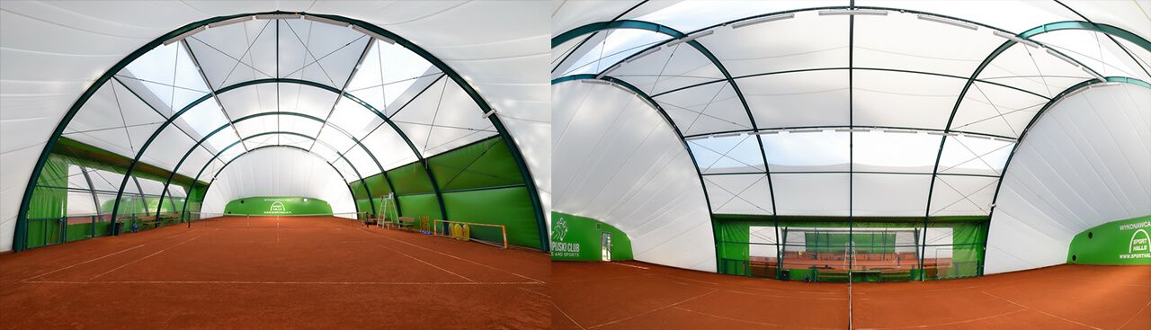 Sport Halls LTD. Oblúkové tenisové haly s rovnými bokmi